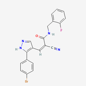 (Z)-3-[5-(4-bromophenyl)-1H-pyrazol-4-yl]-2-cyano-N-[(2-fluorophenyl)methyl]prop-2-enamide