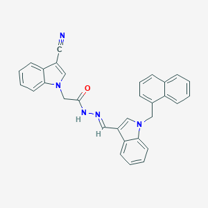 molecular formula C31H23N5O B298610 2-(3-cyano-1H-indol-1-yl)-N'-{[1-(1-naphthylmethyl)-1H-indol-3-yl]methylene}acetohydrazide 