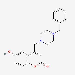 molecular formula C21H22N2O3 B2986129 4-[(4-Benzylpiperazin-1-yl)methyl]-6-hydroxychromen-2-one CAS No. 859110-63-7