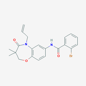 molecular formula C21H21BrN2O3 B2986136 N-(5-allyl-3,3-dimethyl-4-oxo-2,3,4,5-tetrahydrobenzo[b][1,4]oxazepin-7-yl)-2-bromobenzamide CAS No. 921863-84-5