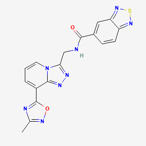 molecular formula C17H12N8O2S B2986149 N-((8-(3-甲基-1,2,4-恶二唑-5-基)-[1,2,4]三唑并[4,3-a]吡啶-3-基)甲基)苯并[c][1,2,5]噻二唑-5-甲酰胺 CAS No. 2034457-68-4