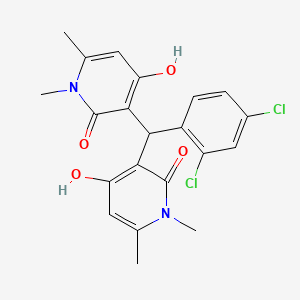 molecular formula C21H20Cl2N2O4 B2986158 3,3'-((2,4-二氯苯基)亚甲基)双(4-羟基-1,6-二甲基吡啶-2(1H)-酮) CAS No. 883085-83-4