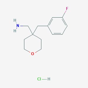 molecular formula C13H19ClFNO B2986160 4-[(3-Fluorophenyl)methyl]oxan-4-yl-methanamine hydrochloride CAS No. 1385696-30-9