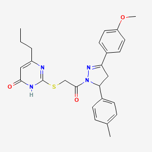 2-((2-(3-(4-methoxyphenyl)-5-(p-tolyl)-4,5-dihydro-1H-pyrazol-1-yl)-2-oxoethyl)thio)-6-propylpyrimidin-4(3H)-one