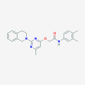 molecular formula C24H26N4O2 B2986168 2-{[2-(3,4-dihydroisoquinolin-2(1H)-yl)-6-methylpyrimidin-4-yl]oxy}-N-(3,4-dimethylphenyl)acetamide CAS No. 1226449-96-2