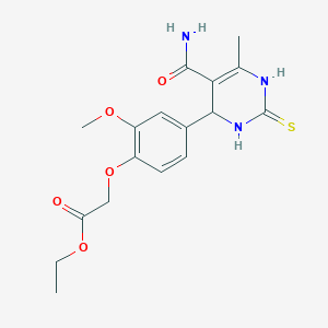 molecular formula C17H21N3O5S B298617 Ethyl [4-(5-carbamoyl-6-methyl-2-thioxo-1,2,3,4-tetrahydropyrimidin-4-yl)-2-methoxyphenoxy]acetate 