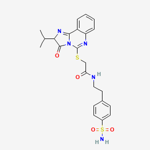 molecular formula C23H25N5O4S2 B2986174 N-{2-[4-(氨基磺酰)苯基]乙基}-2-[(2-异丙基-3-氧代-2,3-二氢咪唑并[1,2-c]喹唑啉-5-基)硫]乙酰胺 CAS No. 958963-16-1