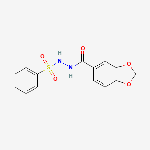 molecular formula C14H12N2O5S B2986182 N'-(benzenesulfonyl)-2H-1,3-benzodioxole-5-carbohydrazide CAS No. 406190-94-1