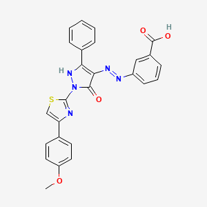 (E)-3-(2-(1-(4-(4-methoxyphenyl)thiazol-2-yl)-5-oxo-3-phenyl-1H-pyrazol-4(5H)-ylidene)hydrazinyl)benzoic acid