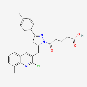 molecular formula C26H26ClN3O3 B2986198 5-(5-((2-chloro-8-methylquinolin-3-yl)methyl)-3-(p-tolyl)-4,5-dihydro-1H-pyrazol-1-yl)-5-oxopentanoic acid CAS No. 361480-12-8