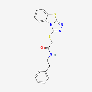 molecular formula C18H16N4OS2 B2986207 2-(benzo[4,5]thiazolo[2,3-c][1,2,4]triazol-3-ylthio)-N-phenethylacetamide CAS No. 315678-74-1