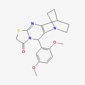 3-(2,5-Dimethoxyphenyl)-7-thia-1,4,9-triazatetracyclo[9.2.2.0^{2,10}.0^{4,8}]pentadeca-2(10),8-dien-5-one