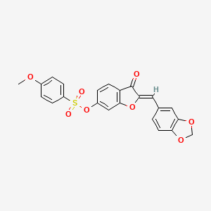 molecular formula C23H16O8S B2986217 (Z)-2-(苯并[d][1,3]二噁烷-5-基亚甲基)-3-氧代-2,3-二氢苯并呋喃-6-基 4-甲氧基苯磺酸酯 CAS No. 929372-64-5