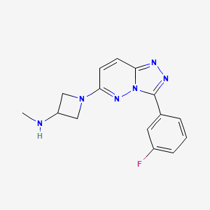 molecular formula C15H15FN6 B2986218 1-[3-(3-Fluorophenyl)-[1,2,4]triazolo[4,3-b]pyridazin-6-yl]-N-methylazetidin-3-amine CAS No. 2380083-80-5