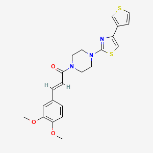 (E)-3-(3,4-dimethoxyphenyl)-1-(4-(4-(thiophen-3-yl)thiazol-2-yl)piperazin-1-yl)prop-2-en-1-one