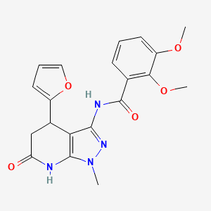 molecular formula C20H20N4O5 B2986227 N-(4-(furan-2-yl)-1-methyl-6-oxo-4,5,6,7-tetrahydro-1H-pyrazolo[3,4-b]pyridin-3-yl)-2,3-dimethoxybenzamide CAS No. 1171423-36-1