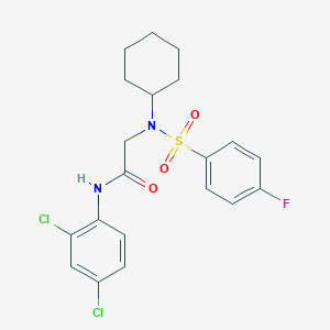 molecular formula C20H21Cl2FN2O3S B298623 2-{cyclohexyl[(4-fluorophenyl)sulfonyl]amino}-N-(2,4-dichlorophenyl)acetamide 