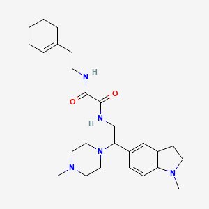 molecular formula C26H39N5O2 B2986232 N1-(2-(环己-1-烯-1-基)乙基)-N2-(2-(1-甲基吲哚啉-5-基)-2-(4-甲基哌嗪-1-基)乙基)草酰胺 CAS No. 922015-79-0