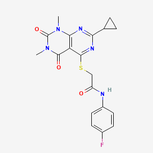 2-(7-cyclopropyl-1,3-dimethyl-2,4-dioxopyrimido[4,5-d]pyrimidin-5-yl)sulfanyl-N-(4-fluorophenyl)acetamide