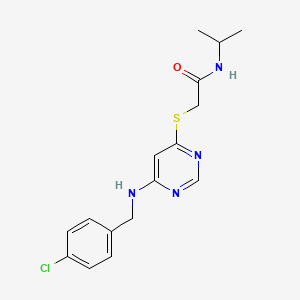 molecular formula C16H19ClN4OS B2986238 2-((6-((4-chlorobenzyl)amino)pyrimidin-4-yl)thio)-N-isopropylacetamide CAS No. 1251619-98-3