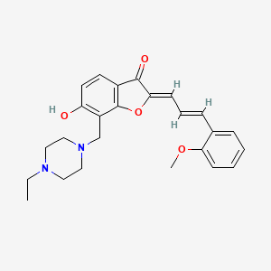 molecular formula C25H28N2O4 B2986240 (Z)-7-((4-ethylpiperazin-1-yl)methyl)-6-hydroxy-2-((E)-3-(2-methoxyphenyl)allylidene)benzofuran-3(2H)-one CAS No. 1164516-28-2