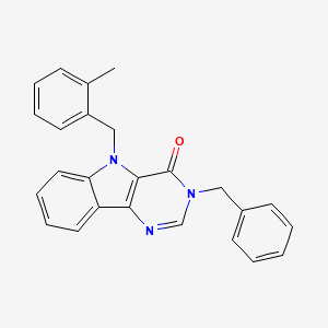molecular formula C25H21N3O B2986247 3-benzyl-5-(2-methylbenzyl)-3H-pyrimido[5,4-b]indol-4(5H)-one CAS No. 1215747-77-5