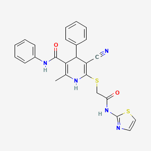 5-cyano-2-methyl-6-((2-oxo-2-(thiazol-2-ylamino)ethyl)thio)-N,4-diphenyl-1,4-dihydropyridine-3-carboxamide