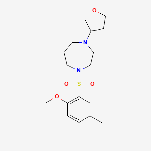 molecular formula C18H28N2O4S B2986251 1-((2-Methoxy-4,5-dimethylphenyl)sulfonyl)-4-(tetrahydrofuran-3-yl)-1,4-diazepane CAS No. 2310206-26-7