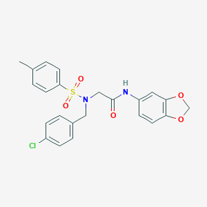 molecular formula C23H21ClN2O5S B298627 N-(1,3-benzodioxol-5-yl)-2-{(4-chlorobenzyl)[(4-methylphenyl)sulfonyl]amino}acetamide 