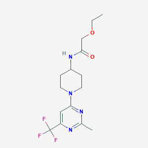 molecular formula C15H21F3N4O2 B2986285 2-ethoxy-N-(1-(2-methyl-6-(trifluoromethyl)pyrimidin-4-yl)piperidin-4-yl)acetamide CAS No. 2034349-37-4