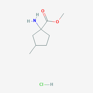 molecular formula C8H16ClNO2 B2986289 Methyl 1-amino-3-methylcyclopentane-1-carboxylate hydrochloride CAS No. 2172097-59-3