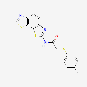 molecular formula C18H15N3OS3 B2986292 2-(4-methylphenyl)sulfanyl-N-(7-methyl-[1,3]thiazolo[4,5-g][1,3]benzothiazol-2-yl)acetamide CAS No. 895454-44-1