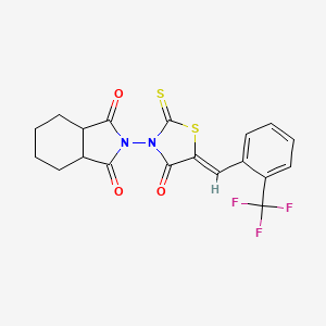 molecular formula C19H15F3N2O3S2 B2986295 2-(4-oxo-2-thioxo-5-{[2-(trifluoromethyl)phenyl]methylene}-1,3-thiazolan-3-yl)hexahydro-1H-isoindole-1,3(2H)-dione CAS No. 477886-65-0