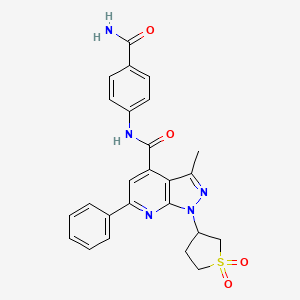 N-(4-carbamoylphenyl)-1-(1,1-dioxidotetrahydrothiophen-3-yl)-3-methyl-6-phenyl-1H-pyrazolo[3,4-b]pyridine-4-carboxamide