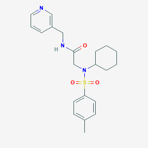 molecular formula C21H27N3O3S B298630 N~2~-cyclohexyl-N~2~-[(4-methylphenyl)sulfonyl]-N-(pyridin-3-ylmethyl)glycinamide 