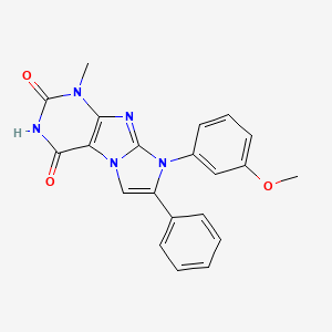 molecular formula C21H17N5O3 B2986302 8-(3-methoxyphenyl)-1-methyl-7-phenyl-1H-imidazo[2,1-f]purine-2,4(3H,8H)-dione CAS No. 879474-89-2