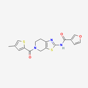 molecular formula C17H15N3O3S2 B2986309 N-(5-(4-methylthiophene-2-carbonyl)-4,5,6,7-tetrahydrothiazolo[5,4-c]pyridin-2-yl)furan-3-carboxamide CAS No. 1428366-82-8