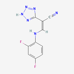 molecular formula C10H6F2N6 B2986310 2-(2H-2,3,4,5-Tetraazolyl)-3-((2,4-difluorophenyl)amino)prop-2-enenitrile CAS No. 1025649-05-1