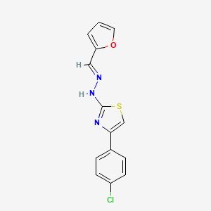 molecular formula C14H10ClN3OS B2986313 (E)-4-(4-chlorophenyl)-2-((E)-(furan-2-ylmethylene)hydrazono)-2,3-dihydrothiazole CAS No. 307325-12-8