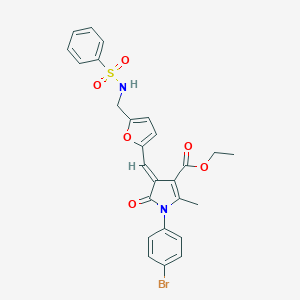 molecular formula C26H23BrN2O6S B298632 ethyl (4E)-1-(4-bromophenyl)-2-methyl-5-oxo-4-[(5-{[(phenylsulfonyl)amino]methyl}furan-2-yl)methylidene]-4,5-dihydro-1H-pyrrole-3-carboxylate 