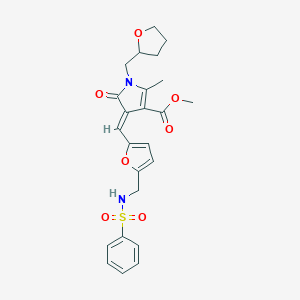 molecular formula C24H26N2O7S B298633 methyl 2-methyl-5-oxo-4-[(5-{[(phenylsulfonyl)amino]methyl}-2-furyl)methylene]-1-(tetrahydro-2-furanylmethyl)-4,5-dihydro-1H-pyrrole-3-carboxylate 