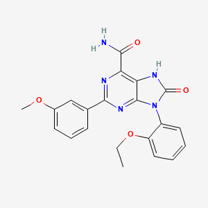 molecular formula C21H19N5O4 B2986339 9-(2-ethoxyphenyl)-2-(3-methoxyphenyl)-8-oxo-8,9-dihydro-7H-purine-6-carboxamide CAS No. 899971-05-2