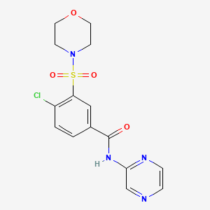 molecular formula C15H15ClN4O4S B2986342 4-chloro-3-(morpholin-4-ylsulfonyl)-N-(pyrazin-2-yl)benzamide CAS No. 890611-07-1