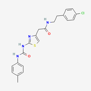 molecular formula C21H21ClN4O2S B2986348 N-(4-chlorophenethyl)-2-(2-(3-(p-tolyl)ureido)thiazol-4-yl)acetamide CAS No. 1005299-68-2