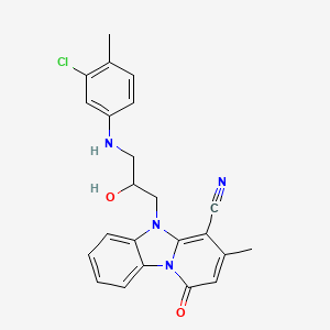molecular formula C23H21ClN4O2 B2986352 5-{3-[(3-氯-4-甲基苯基)氨基]-2-羟基丙基}-3-甲基-1-氧代-1,5-二氢吡啶并[1,2-a]苯并咪唑-4-腈 CAS No. 850824-60-1