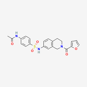 molecular formula C22H21N3O5S B2986354 N-(4-(N-(2-(呋喃-2-羰基)-1,2,3,4-四氢异喹啉-7-基)磺酰胺)苯基)乙酰胺 CAS No. 955722-41-5