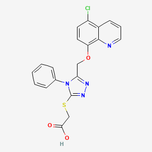 molecular formula C20H15ClN4O3S B2986356 2-[[5-[(5-chloroquinolin-8-yl)oxymethyl]-4-phenyl-1,2,4-triazol-3-yl]sulfanyl]acetic Acid CAS No. 940999-34-8