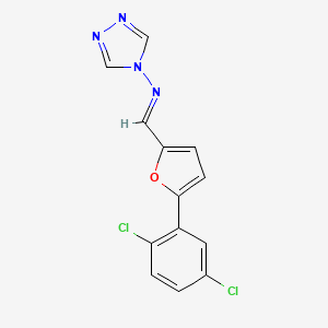molecular formula C13H8Cl2N4O B2986357 (E)-N-((5-(2,5-dichlorophenyl)furan-2-yl)methylene)-4H-1,2,4-triazol-4-amine CAS No. 301349-54-2