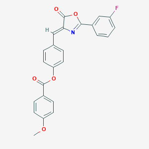 molecular formula C24H16FNO5 B298636 4-[(2-(3-fluorophenyl)-5-oxo-1,3-oxazol-4(5H)-ylidene)methyl]phenyl 4-methoxybenzoate 