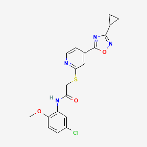 molecular formula C19H17ClN4O3S B2986360 N-(5-chloro-2-methoxyphenyl)-2-((4-(3-cyclopropyl-1,2,4-oxadiazol-5-yl)pyridin-2-yl)thio)acetamide CAS No. 1251572-29-8